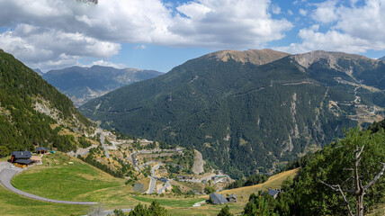 Fototapeta na wymiar Magnificent views over the Canillo Valley from the Mirador del Quer in Andorra