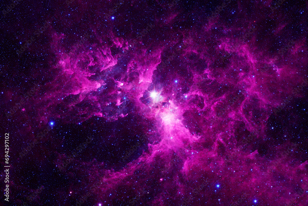 Wall mural blue space nebula with stars. elements of this image furnished by nasa