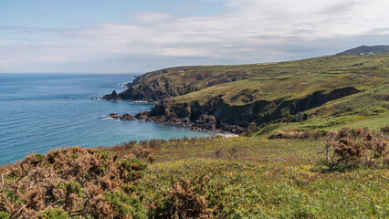 Fototapeta na wymiar Coast and cliffs of the Celtic Sea near Treen, Cornwall, England, UK