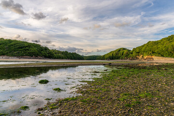 Wonwell Beach and low tide on the River Erme near Mothecombe, Devon, England, UK