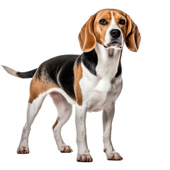beagle dog with unhappy mood isolated on white background