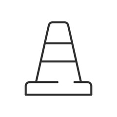 Traffic cone, linear icon. Line with editable stroke