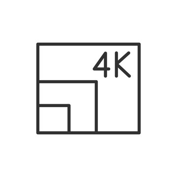4k picture resolution, linear icon. Line with editable stroke