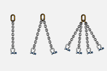 A set of chain slings. Vector graphics.