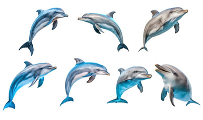 Set of Dolphin isolated#02 cutout on transparent background. advertisement. presentation. poster, sticker.