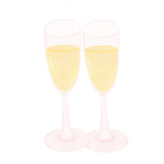 Two glasses of golden champagne
