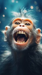 Funny monkey .  Vertical background  - obrazy, fototapety, plakaty