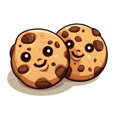 Fototapeta premium Cartoon illustration of cartoon face cookies on a white background.