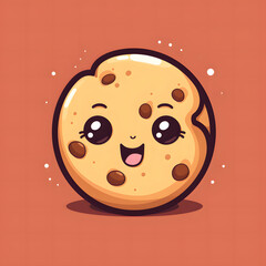 Cartoon illustration of a cartoon face cookie isolated.