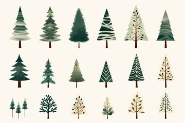 Fototapeta premium Christmas tree cut-out clipart illustrations