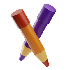 General Art Object Colored Pencils 3D Illustration