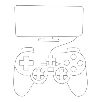 Continuous one line art hand drawing  of Game controller vector illustration.