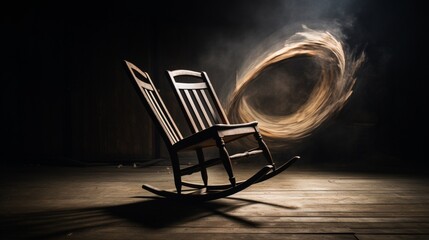 A rocking chair starts moving on its own every night at the same time. Dive into the mystery of its movements and what they might signif. - obrazy, fototapety, plakaty