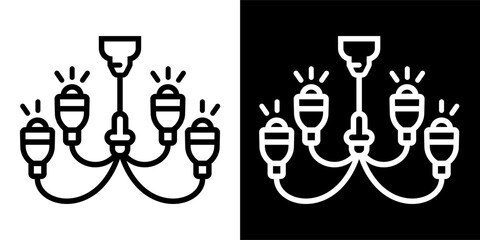 Chandelier, light, lamp Icon. Electronic Devices Icon And Hardware Icon. Black icon. Black line logo. - obrazy, fototapety, plakaty