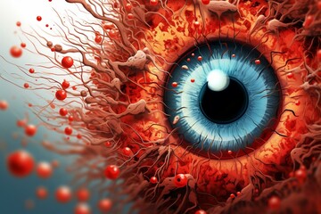 Illustration of diabetic eye disease without cell proliferation. Generative AI - obrazy, fototapety, plakaty