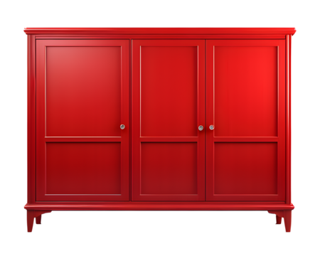 Red Wooden Wardrobe Isolated on Transparent Background - Powered by Adobe