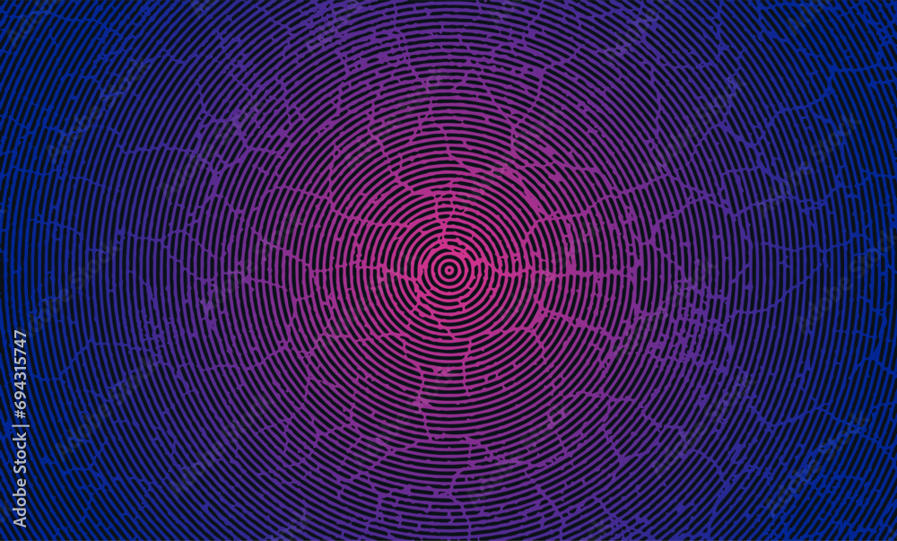 Wall mural spider web on a blue grunge effect background, a purple and blue fingerprint effect with grungy back