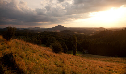 iew of mountain landscape at sunset