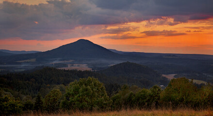 iew of mountain landscape at sunset