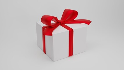 White box with Christmas gifts. A gift with a red bow. Render 3d 4k