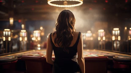 Foto op Canvas A beautiful female standing in a casino. © sema_srinouljan