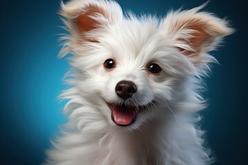 portrait of cute smiling happy puppy - obrazy, fototapety, plakaty