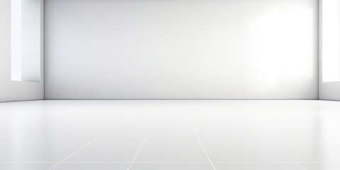 Plain white studio background with minimalistic scene and gradient floor.