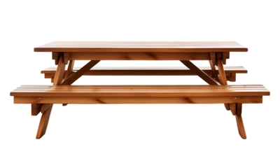 Wooden Picnic Table Isolated on Transparent Background