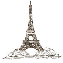 Eiffel Tower Drawing Vector - 694320358