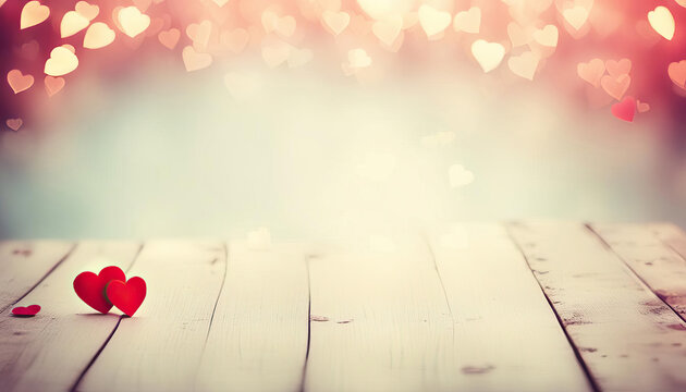 Romantic background with hearts and copy space