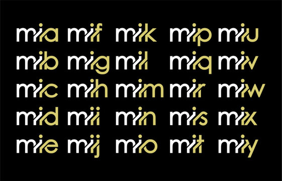 MIA, MIB, MIC, MID, MIE, MIF, MIG, MIH, MII, MIJ, MIK, MIL, MIM, MIN, MIO, MIP, MIQ, MIR, MIS, MIT, MIU, MIV, MIW, MIX, MIY Letter Initial Logo Design Template Vector Illustration