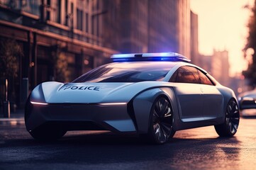 Fototapeta premium Futuristic sports car technology concept with wireframe intersection