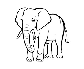 Elephant vector illustration. Animal world. Isolated flat style elephant figure on a white background. Elephant drawing.