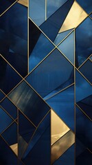 Blue gold shapes background . Vertical background 