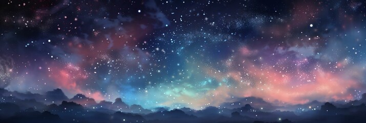 Ciel de nuit avec étoiles et voie lactée, arrière plan graphique, illustration ia générative - obrazy, fototapety, plakaty