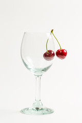 Red cherry on a white background, a lot of cherry berries, background with cherry berries, cherry harvest