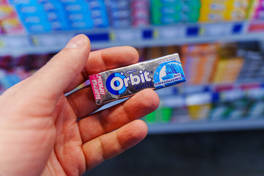 Tyumen, Russia-November 25, 2023: Orbit chewing gum made by Wrigley.