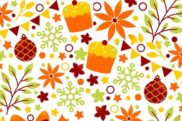 Cute doodle pattern? Beautiful, colorful Christmas backgrounds for fabric patterns, gift wrapping paper, and more.