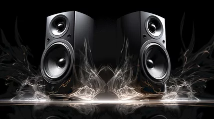 Rolgordijnen Burning speaker music style background © Nataliia