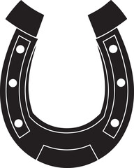 The horse's shoe. A symbol of good luck and happiness. Monochrome drawing. Black and white vector illustration
