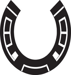 Fototapeta premium The horse's shoe. A symbol of good luck and happiness. Monochrome drawing. Black and white vector illustration 