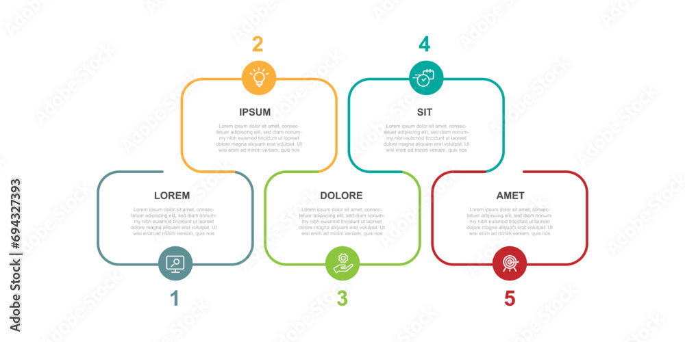 Poster Infographic template vector element with 5 step process or options 