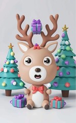 christmas reindeer with gifts