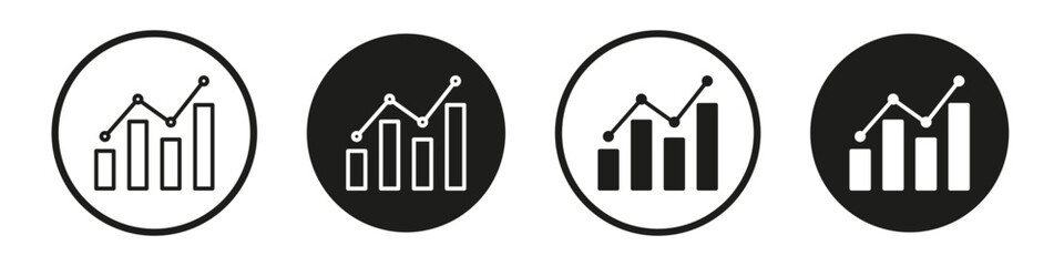 Graph icon set. economicgrowth chart vector symbol. increase profit margin sign. stock price increase line icon in black filled and outlined style.