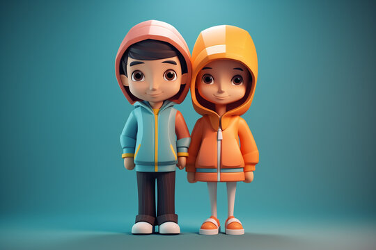 Brother and sister bonding 3d illustration