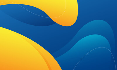 Abstract blue and yellow wave background. Vector illustration