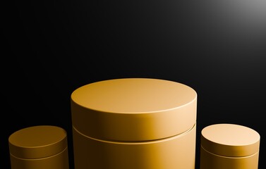 product showcase podium for product display, advertisement banner, business, gold and black color