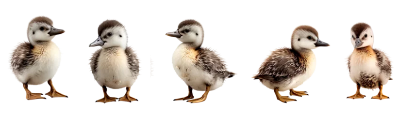 Fotobehang Set of baby common loon duck multi pose, clipart, isolated on transparent or white background © NightTampa