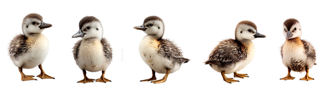 Set of baby common loon duck multi pose, clipart, isolated on transparent or white background