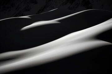 Mountains snowy panorama in black and white